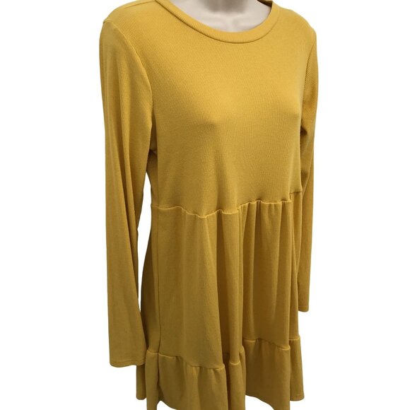 AUW Womens Gold Teired Ruffled Long Sleeve Stretch Knit Tunic Top Size M - Picture 2 of 6